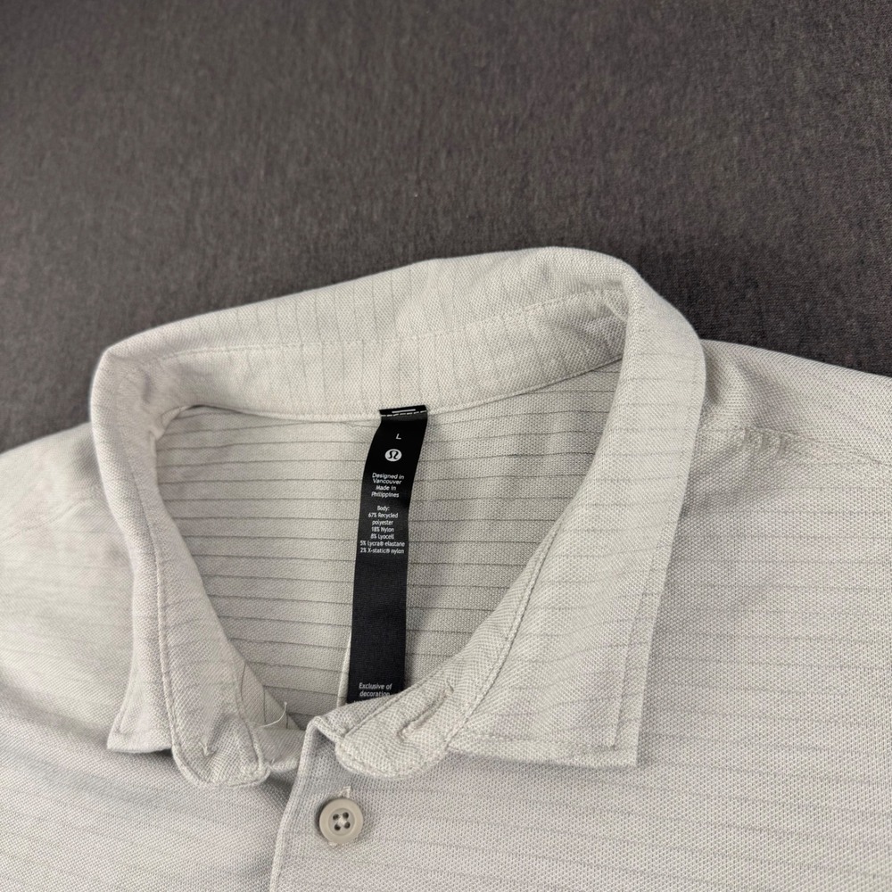 Lululemon Evolution Polo Shirt Mens Large Gray Short Sleeve Golf Activewear